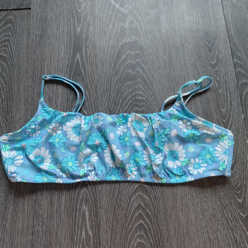Girls' Blue Floral Swim Top - Kids Swim